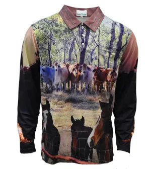 Adult Long Sleeve Ringers Sun Shirt - Cattle