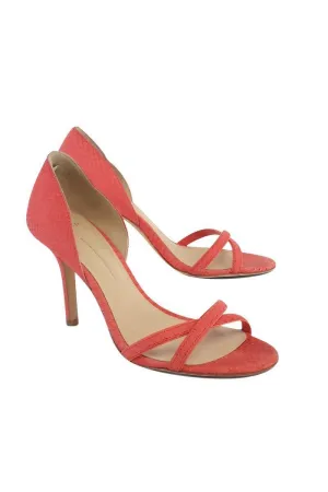 Aerin - Coral Snakeskin Strappy Heels Sz 7