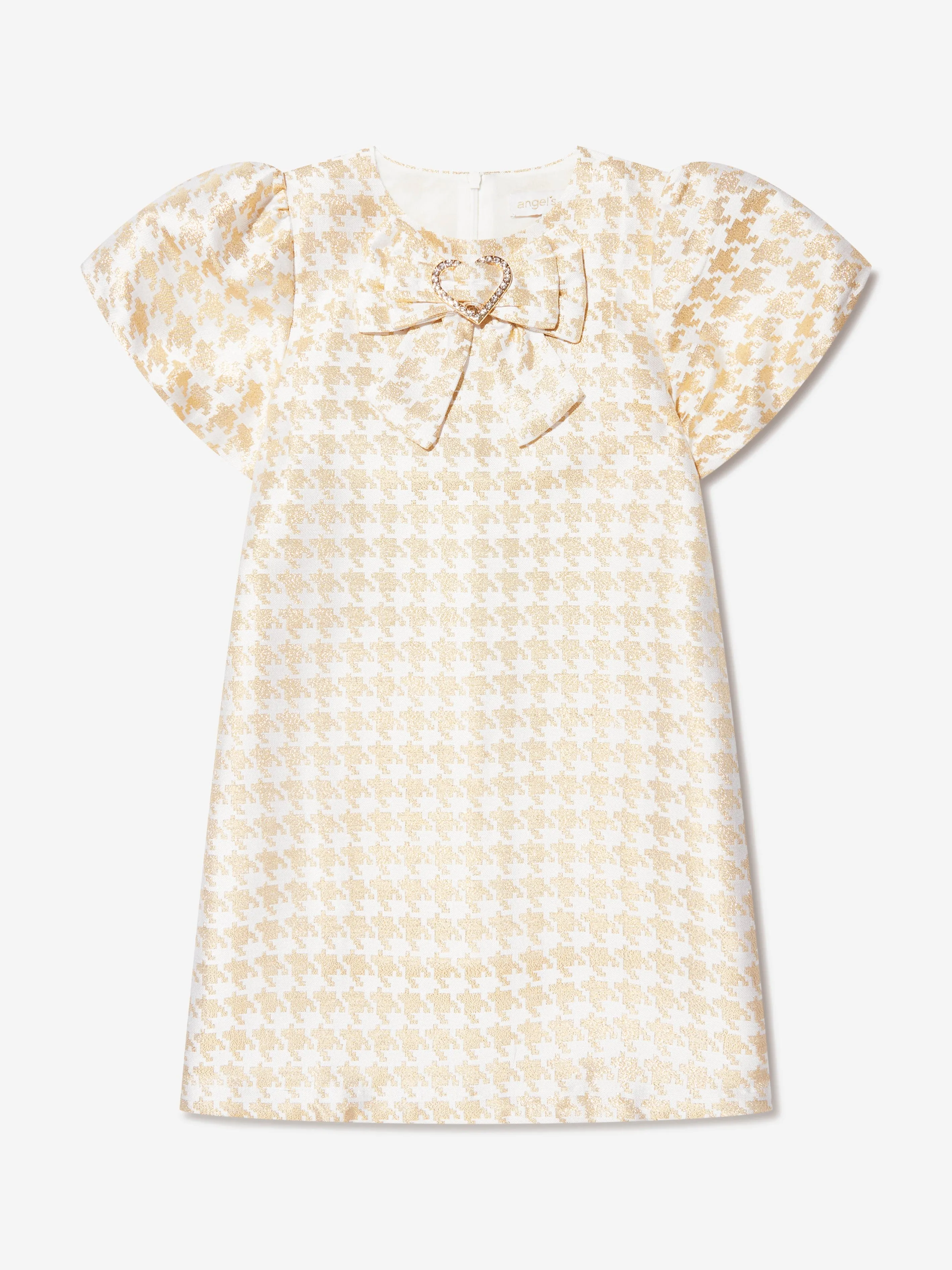 Angels Face Girls Houndstooth Liliana Dress in Gold