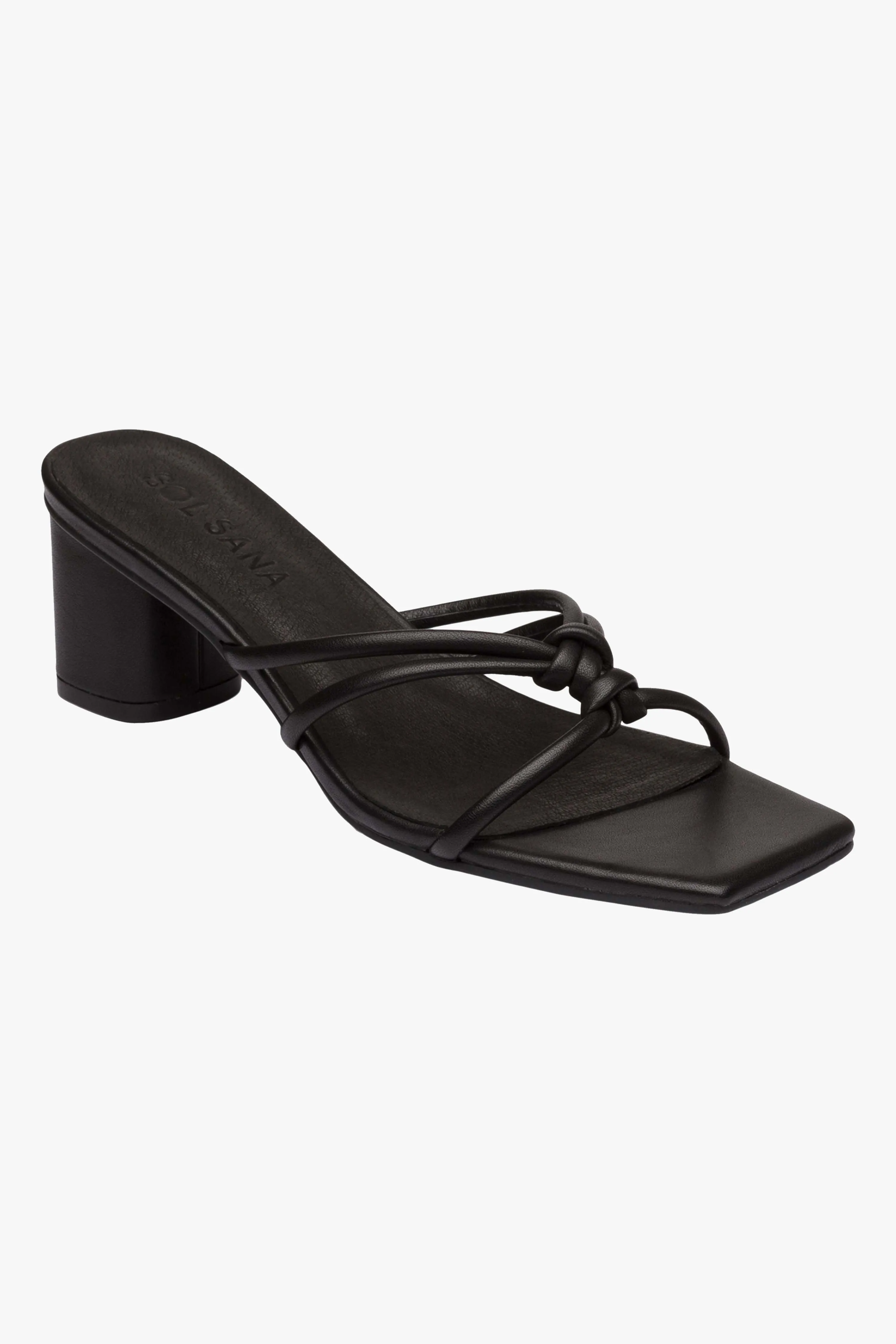 Anise Strappy Black Leather Mule