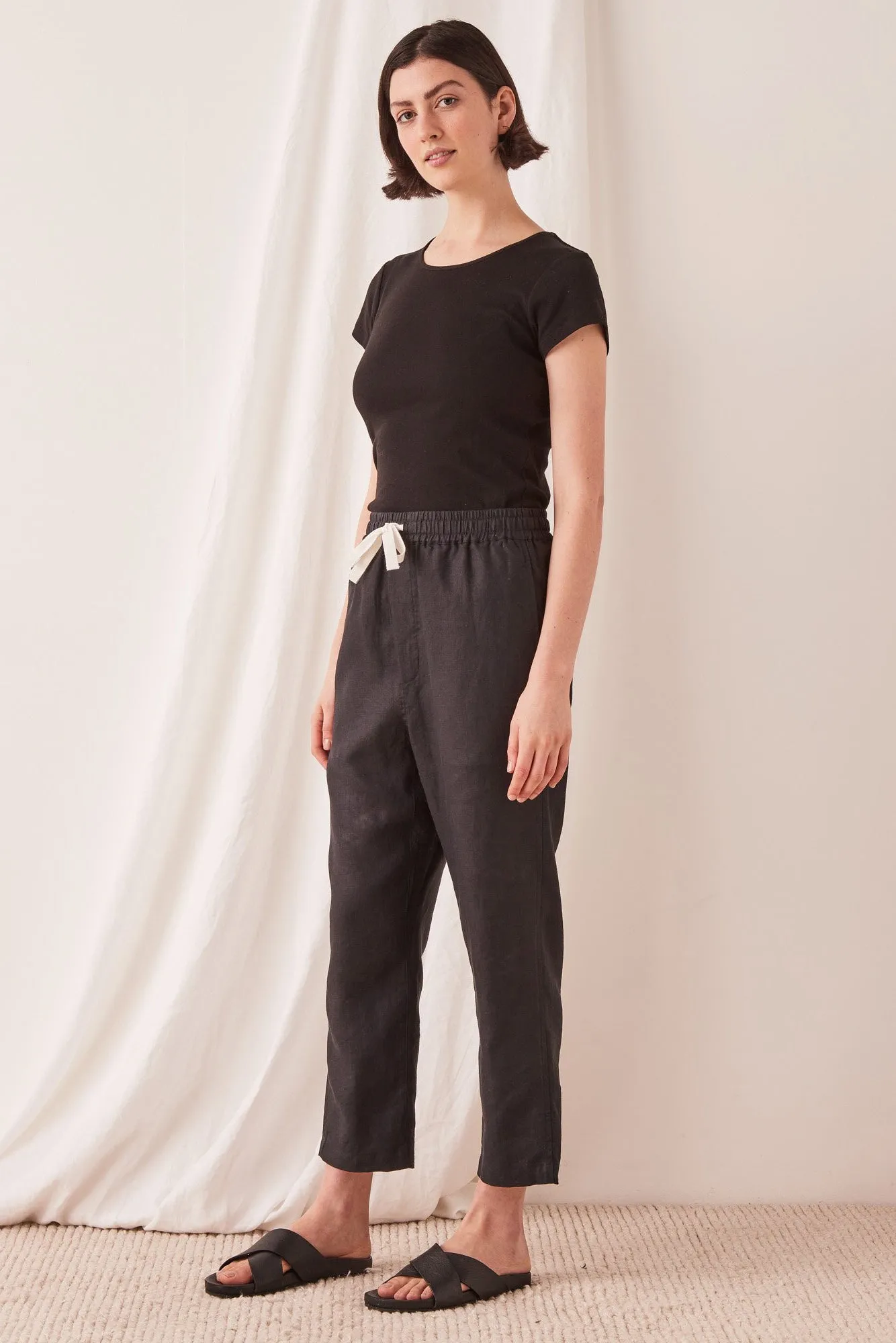 Anya Linen Pant - Black