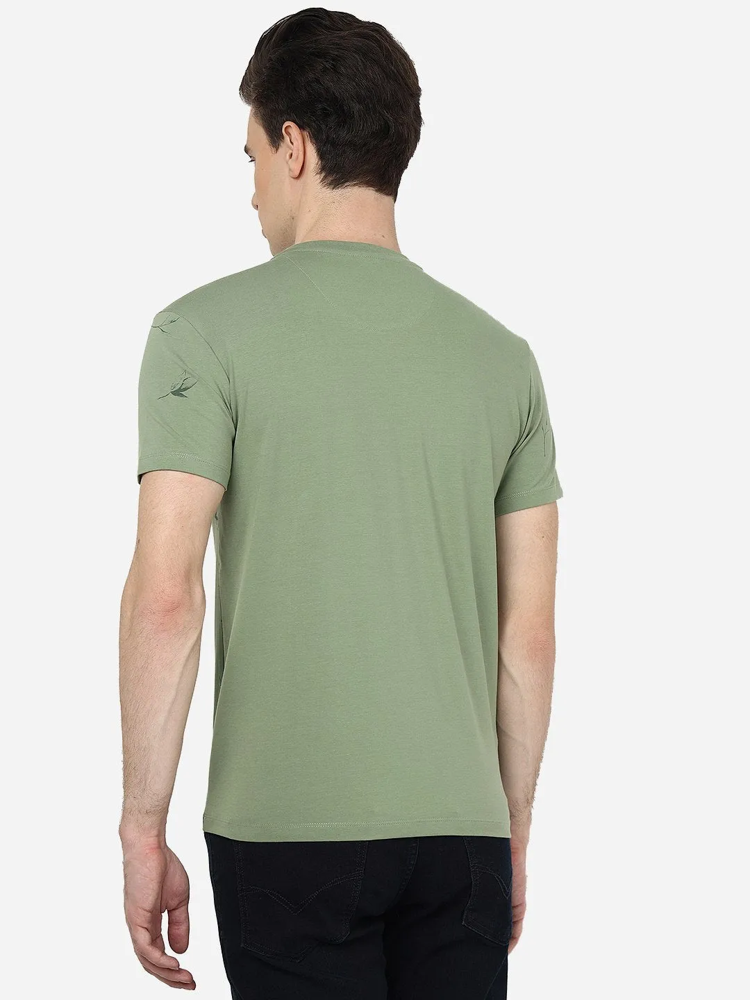 Aspen Green Printed Slim Fit T-Shirt | JadeBlue