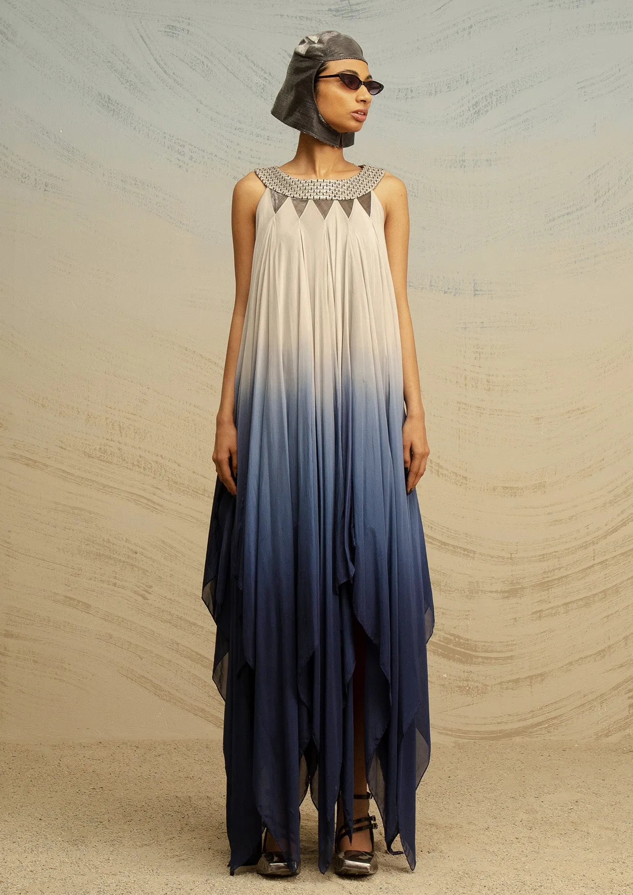 Asymmetrical Chiffon Maxi Dress