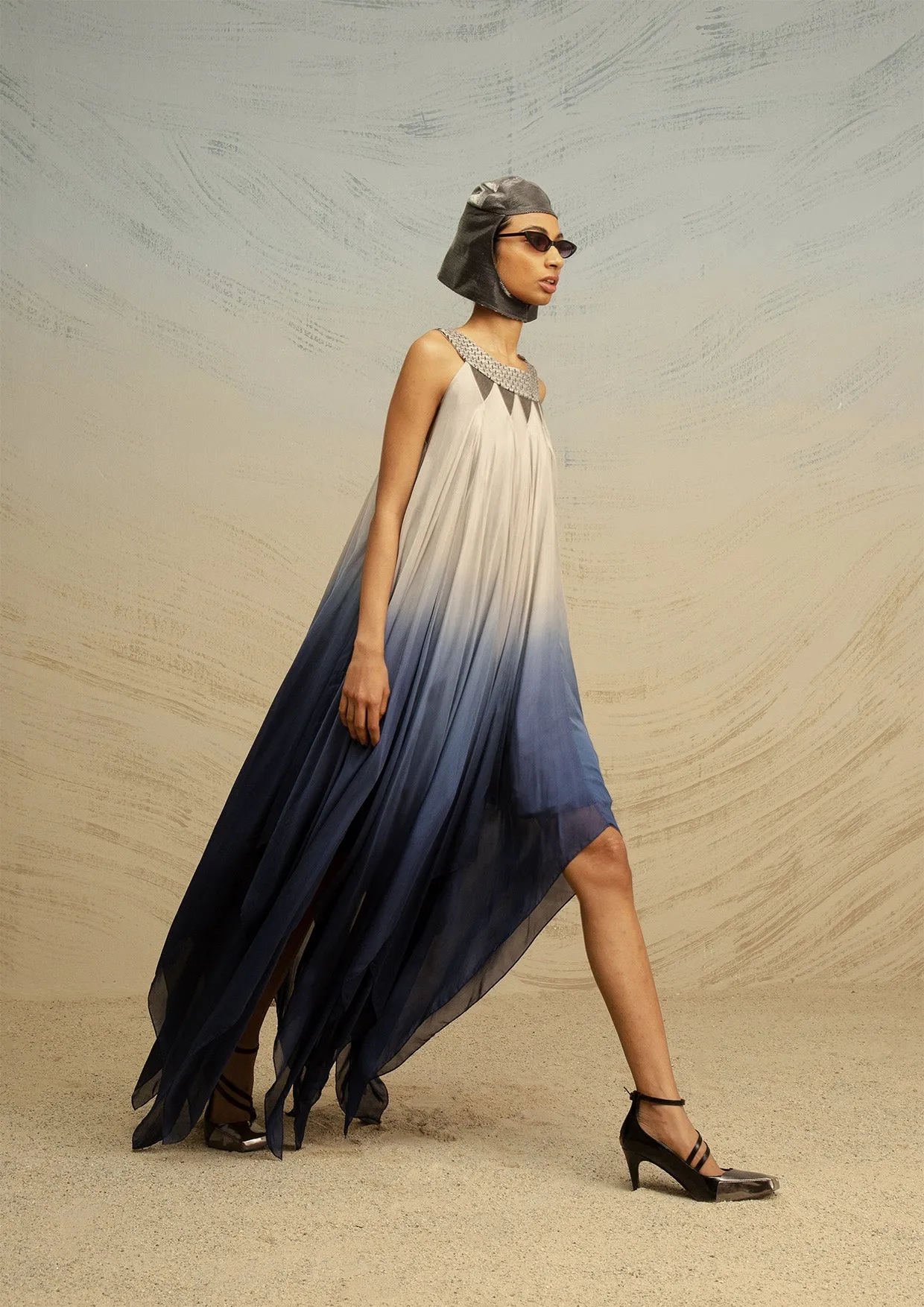 Asymmetrical Chiffon Maxi Dress