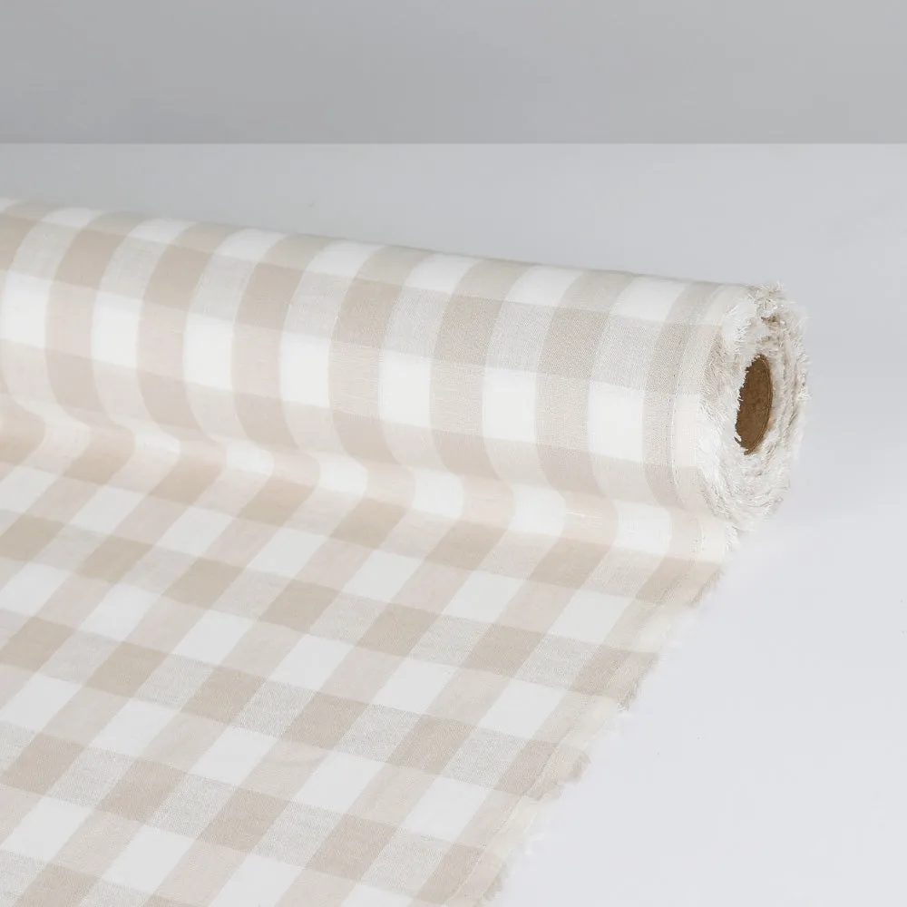 Bold Gingham Linen - Bone