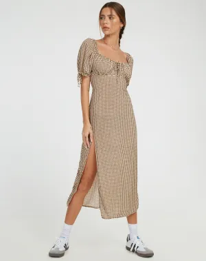 Cello Midi Dress in Mini Gingham