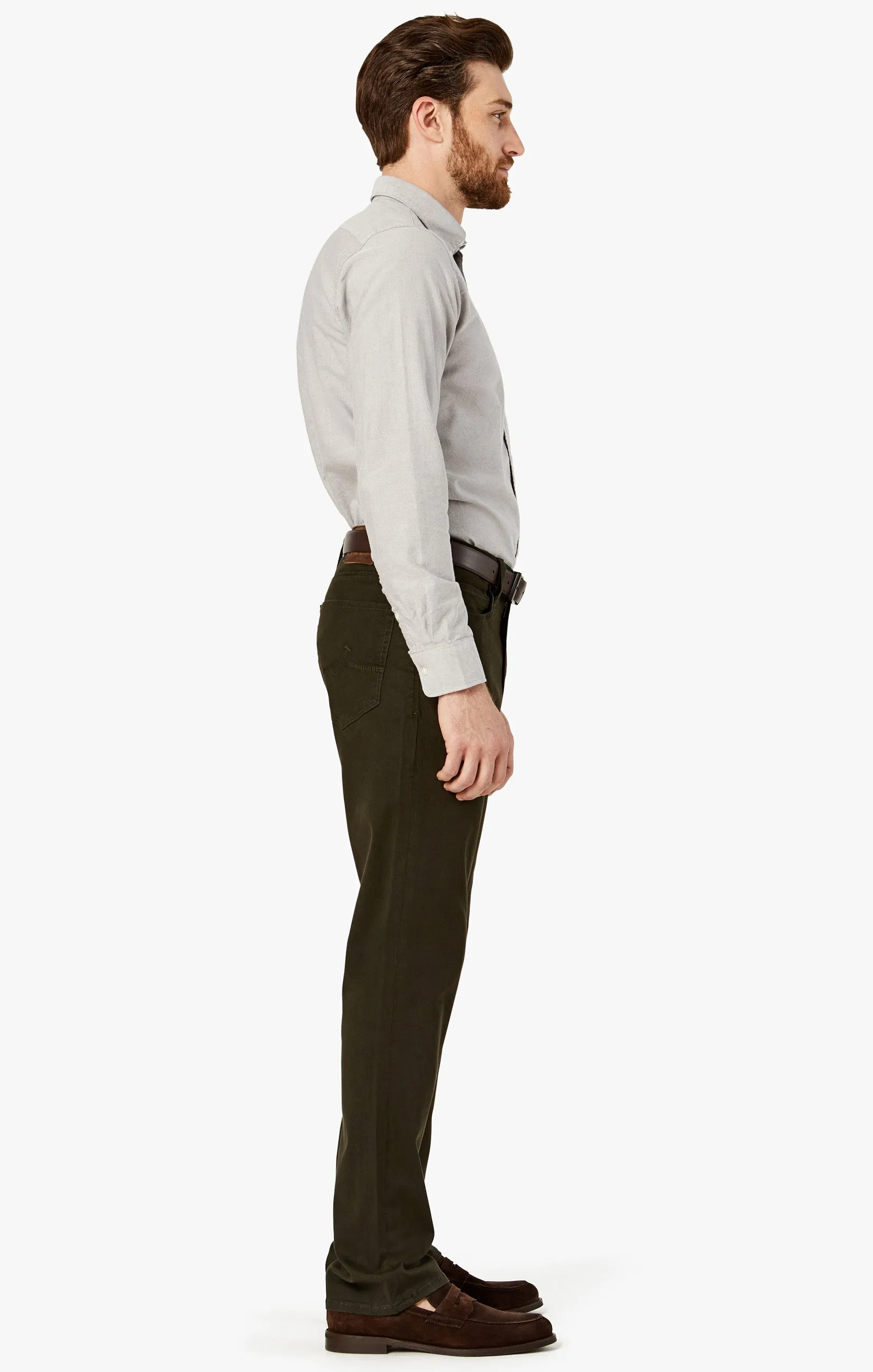 Charisma Relaxed Straight Pants in Dark Green Twill