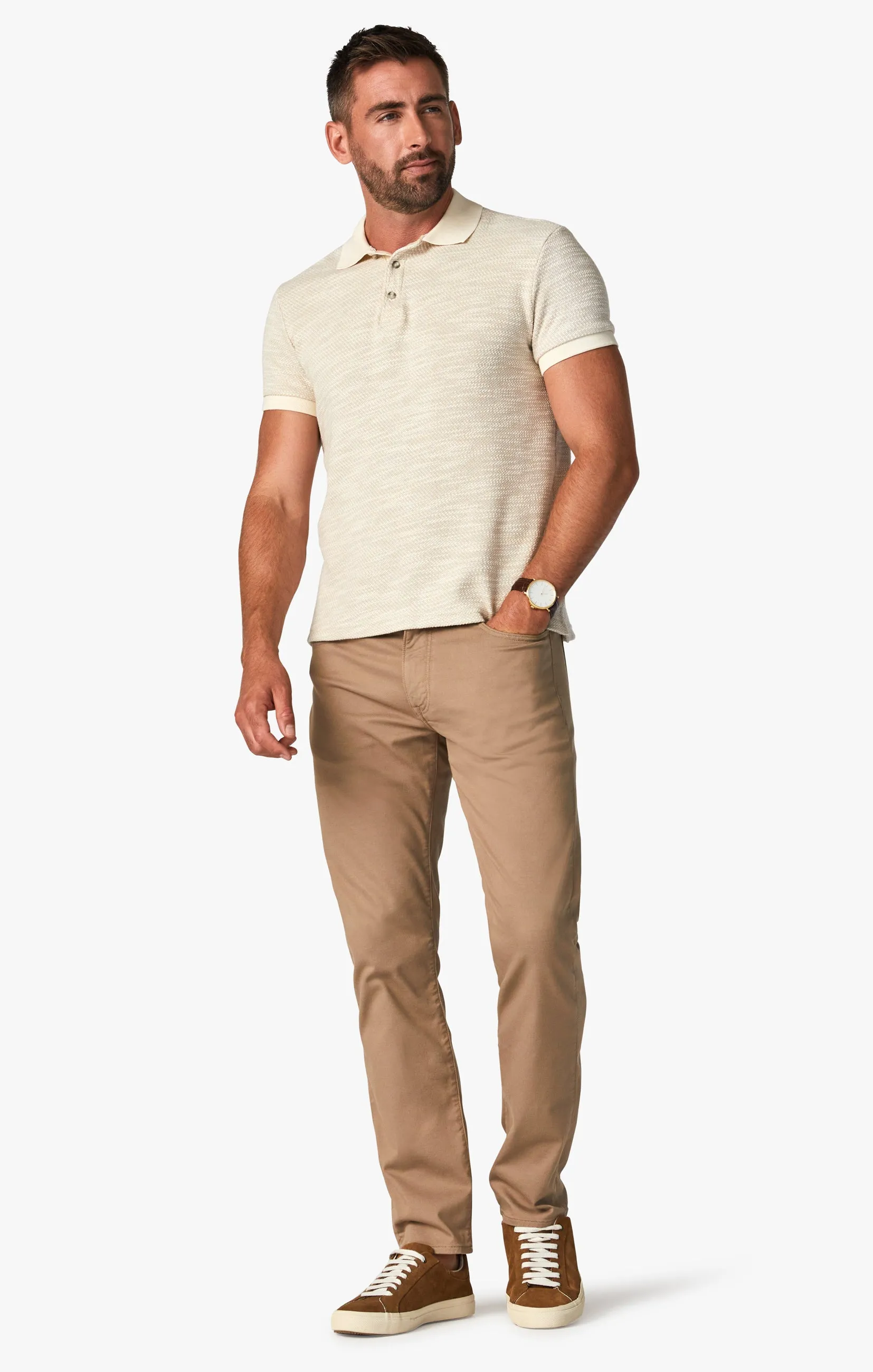 Charisma Relaxed Straight Pants In Khaki Summer Coolmax