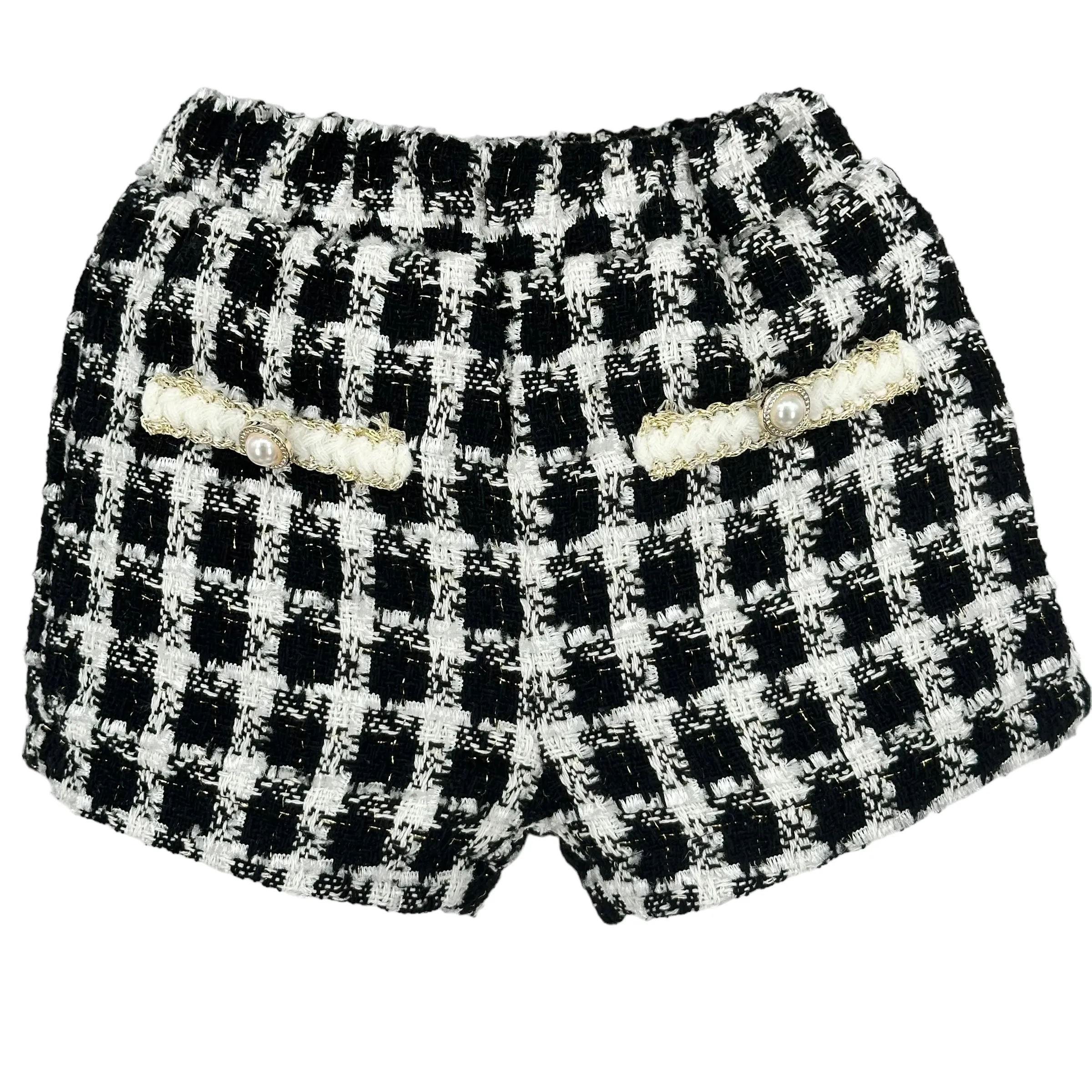 Château Chic- Black and White Plaid Jacket and Short Set