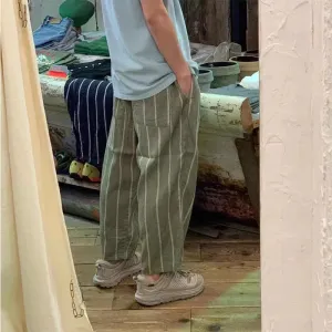 Cotton Linen Striped Breathable Pants