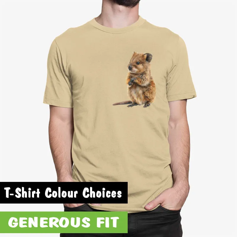 Cuddly Quokka Left Chest Print Adults T-Shirt (Various Colours)