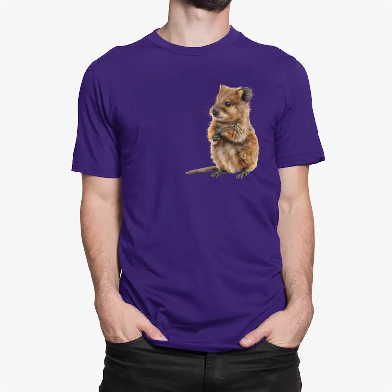 Cuddly Quokka Left Chest Print Adults T-Shirt (Various Colours)