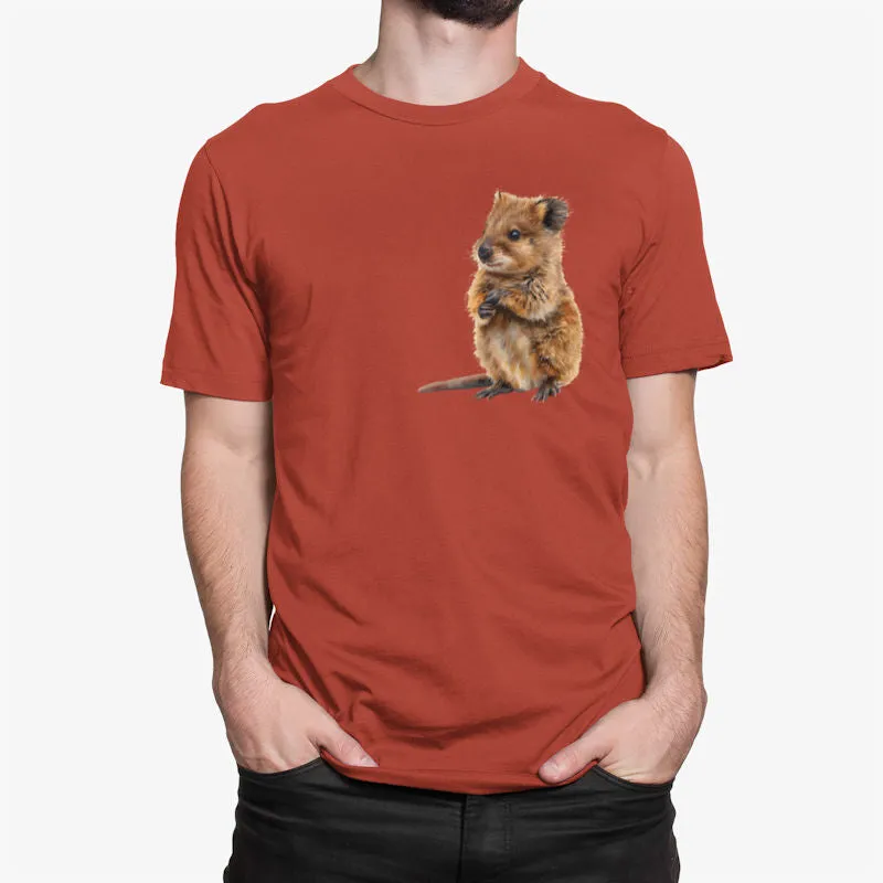 Cuddly Quokka Left Chest Print Adults T-Shirt (Various Colours)