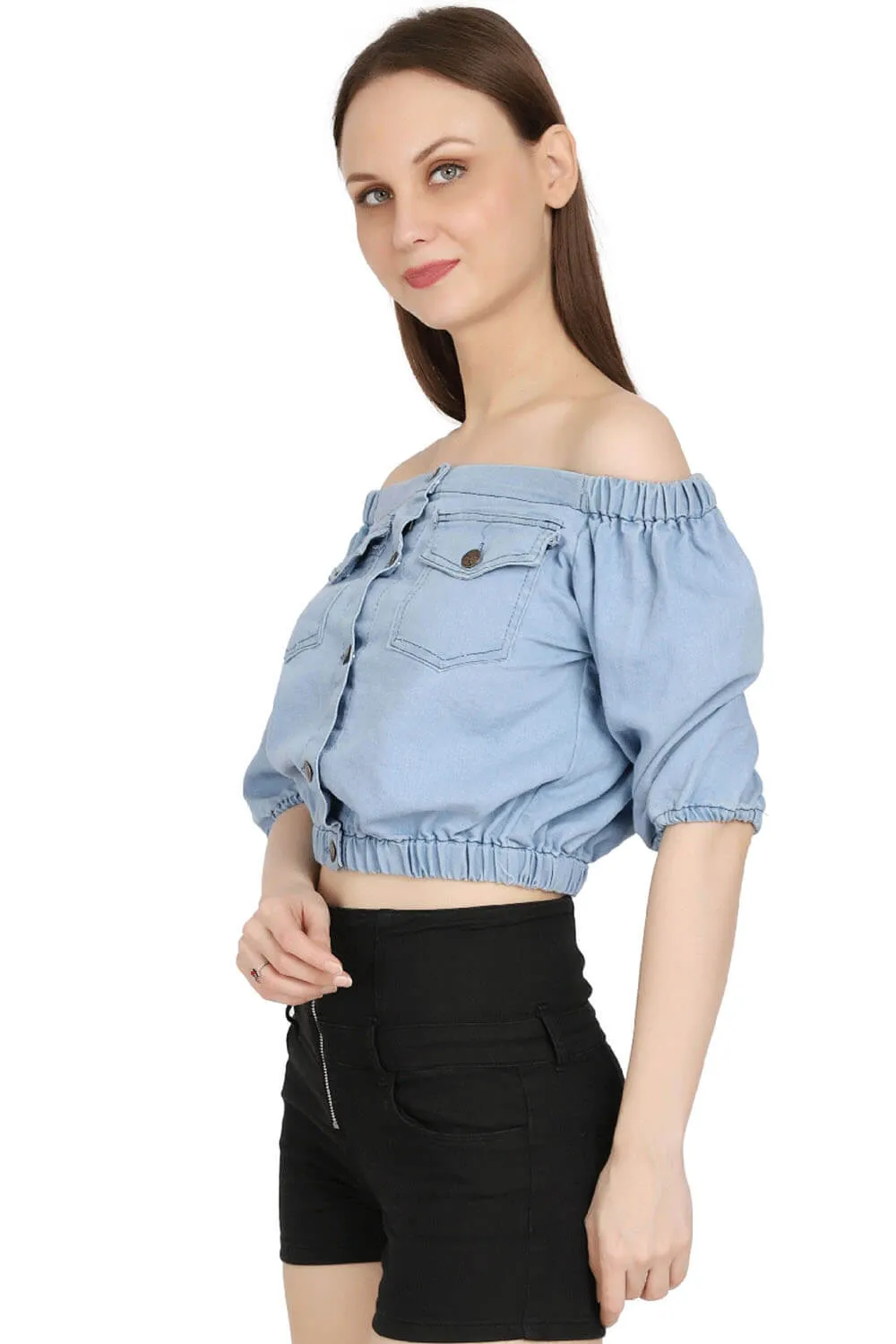 Denim Diva Off-Shoulder Top