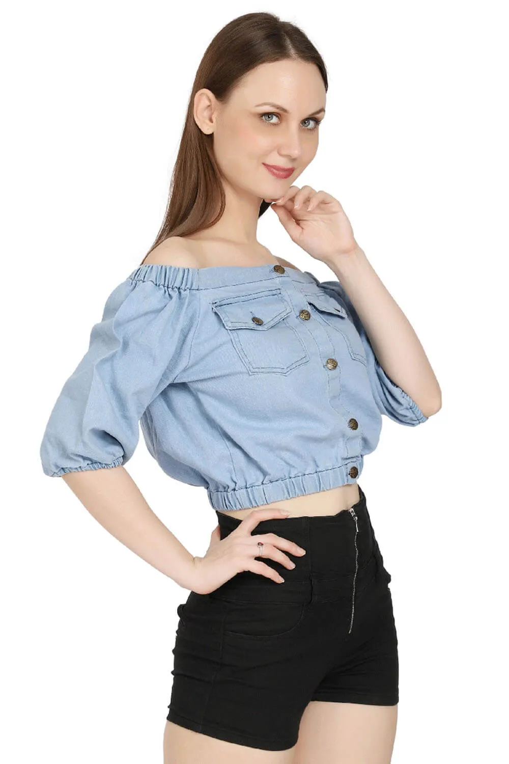 Denim Diva Off-Shoulder Top