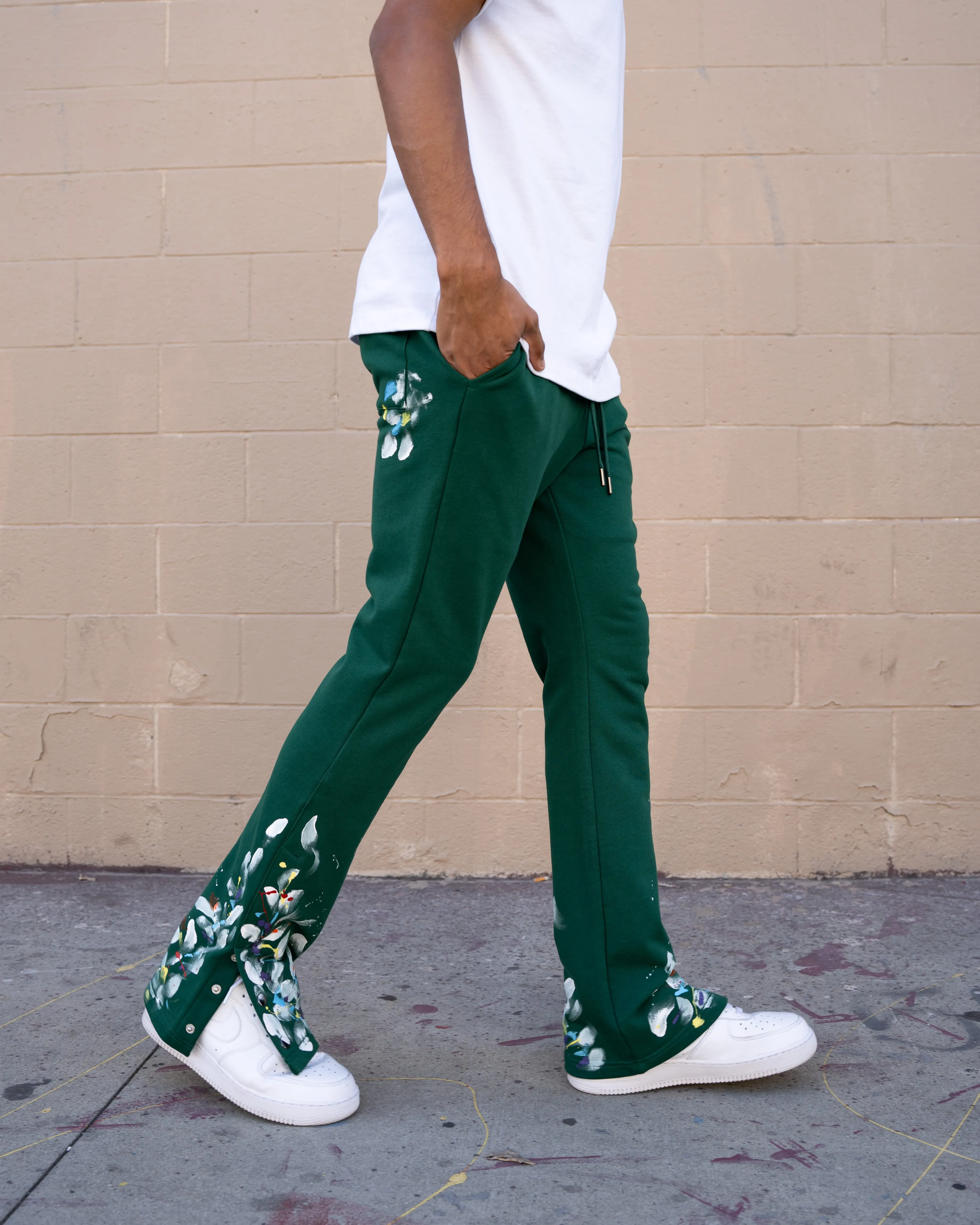 EPTM PAINT SNAP FLARED PANTS - HUNTER GREEN