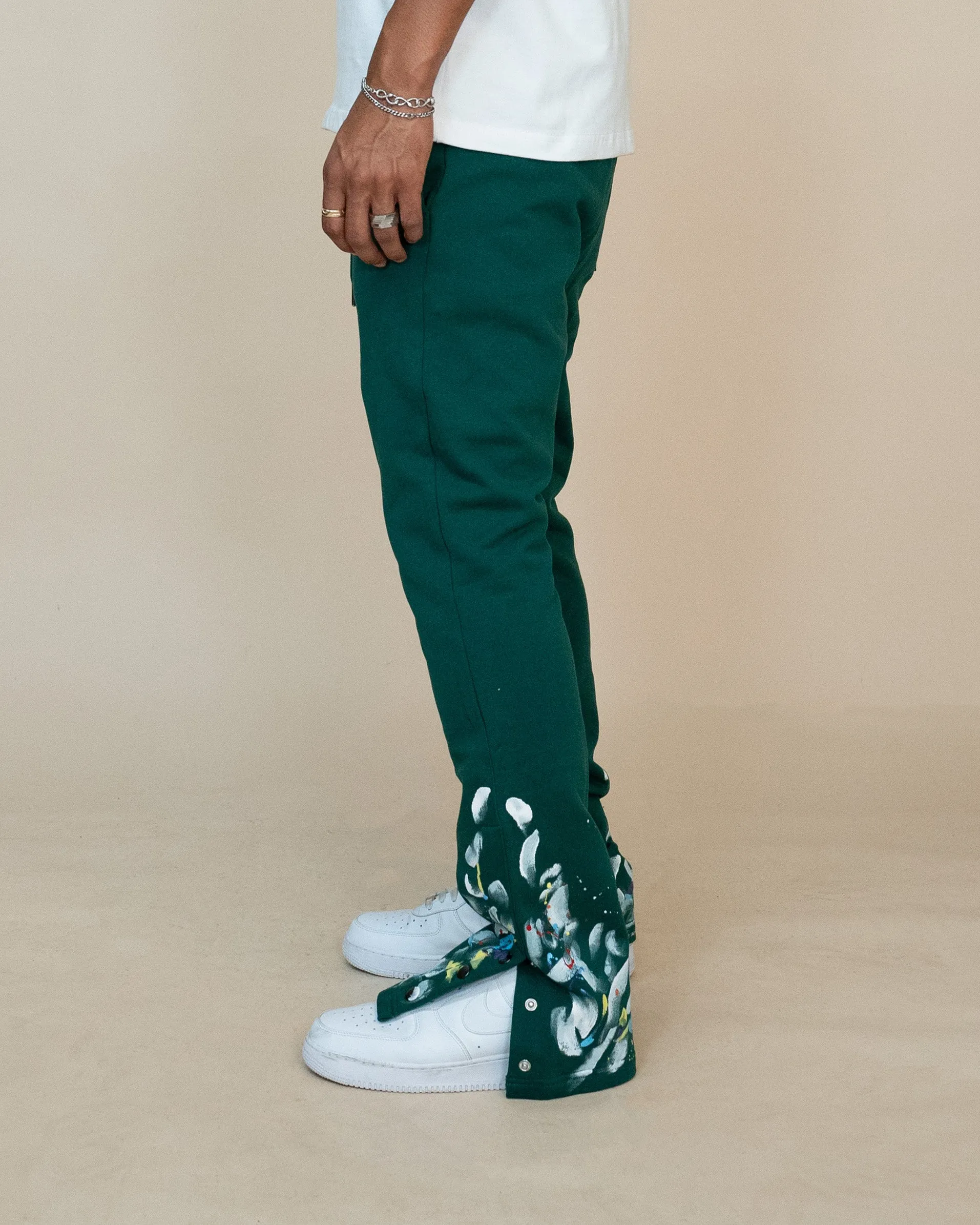 EPTM PAINT SNAP FLARED PANTS - HUNTER GREEN