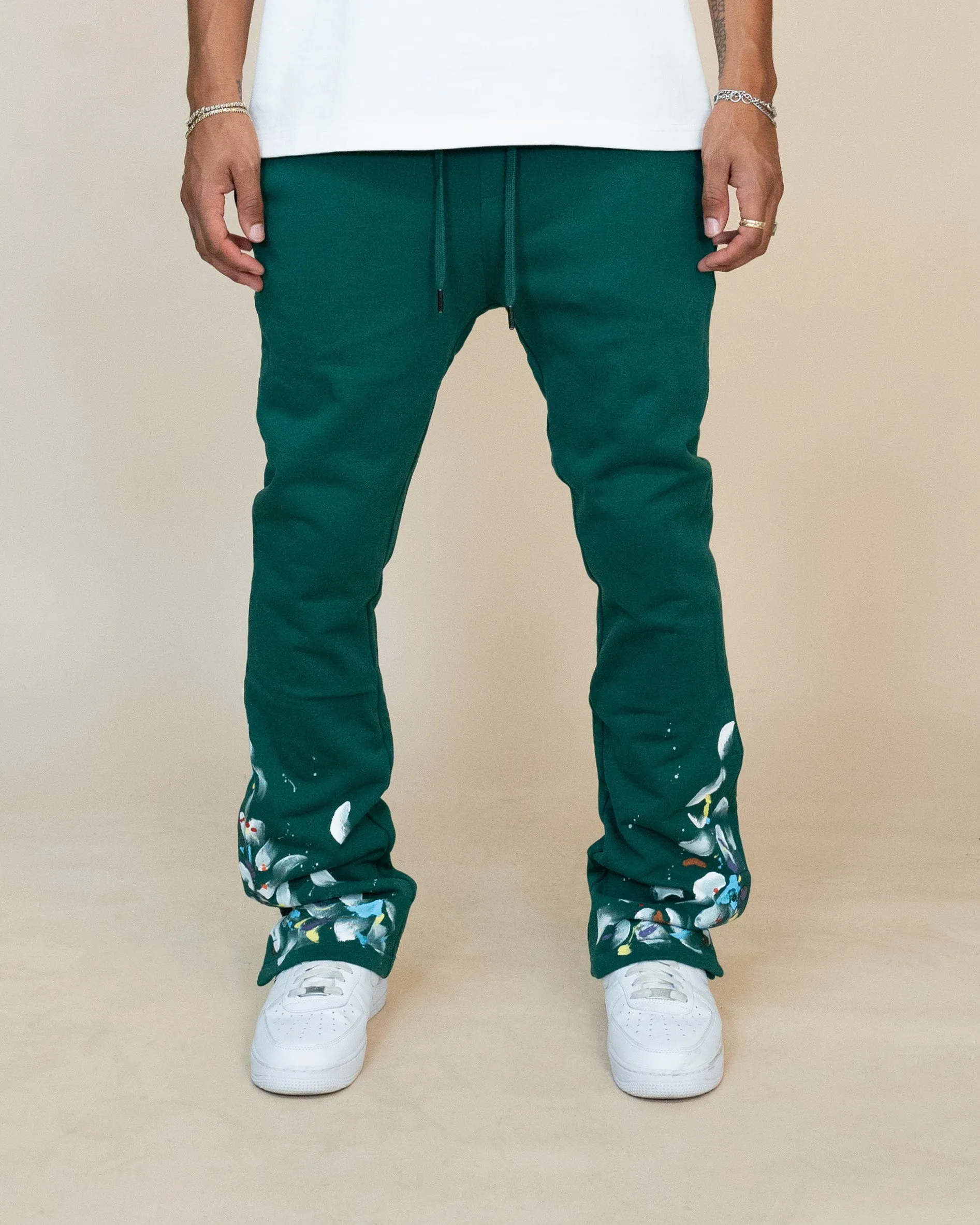 EPTM PAINT SNAP FLARED PANTS - HUNTER GREEN