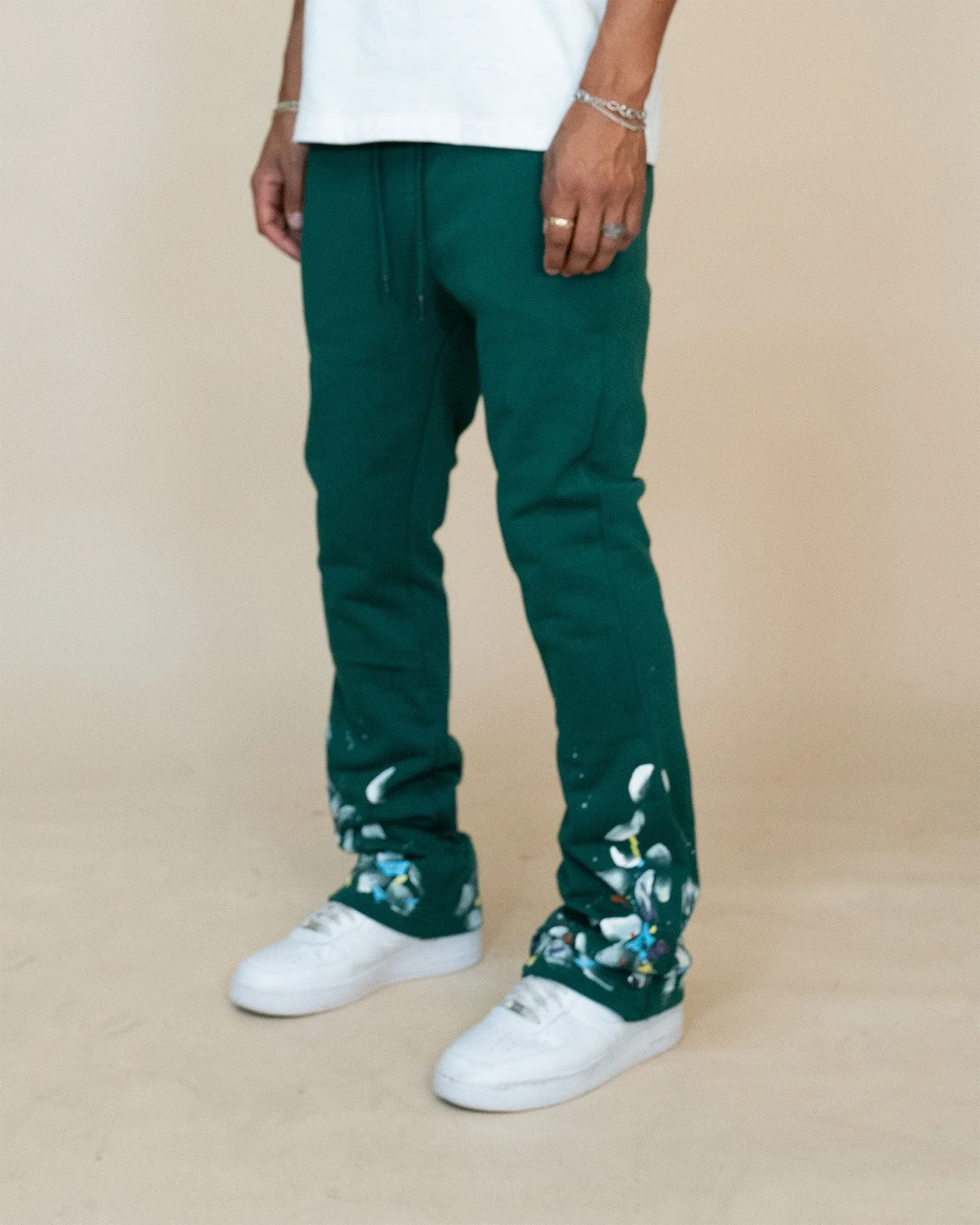 EPTM PAINT SNAP FLARED PANTS - HUNTER GREEN