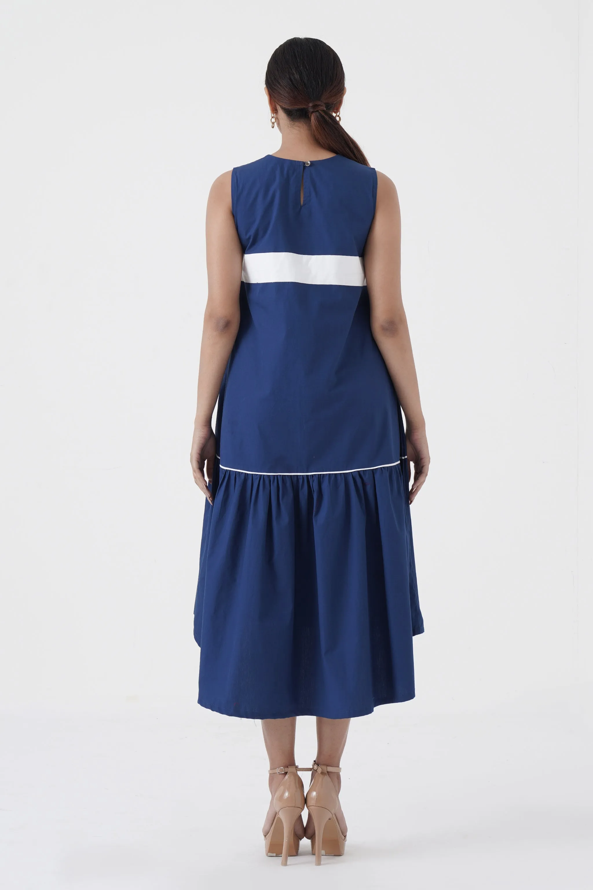 Eurythmic - White patti on chest dress - Blue