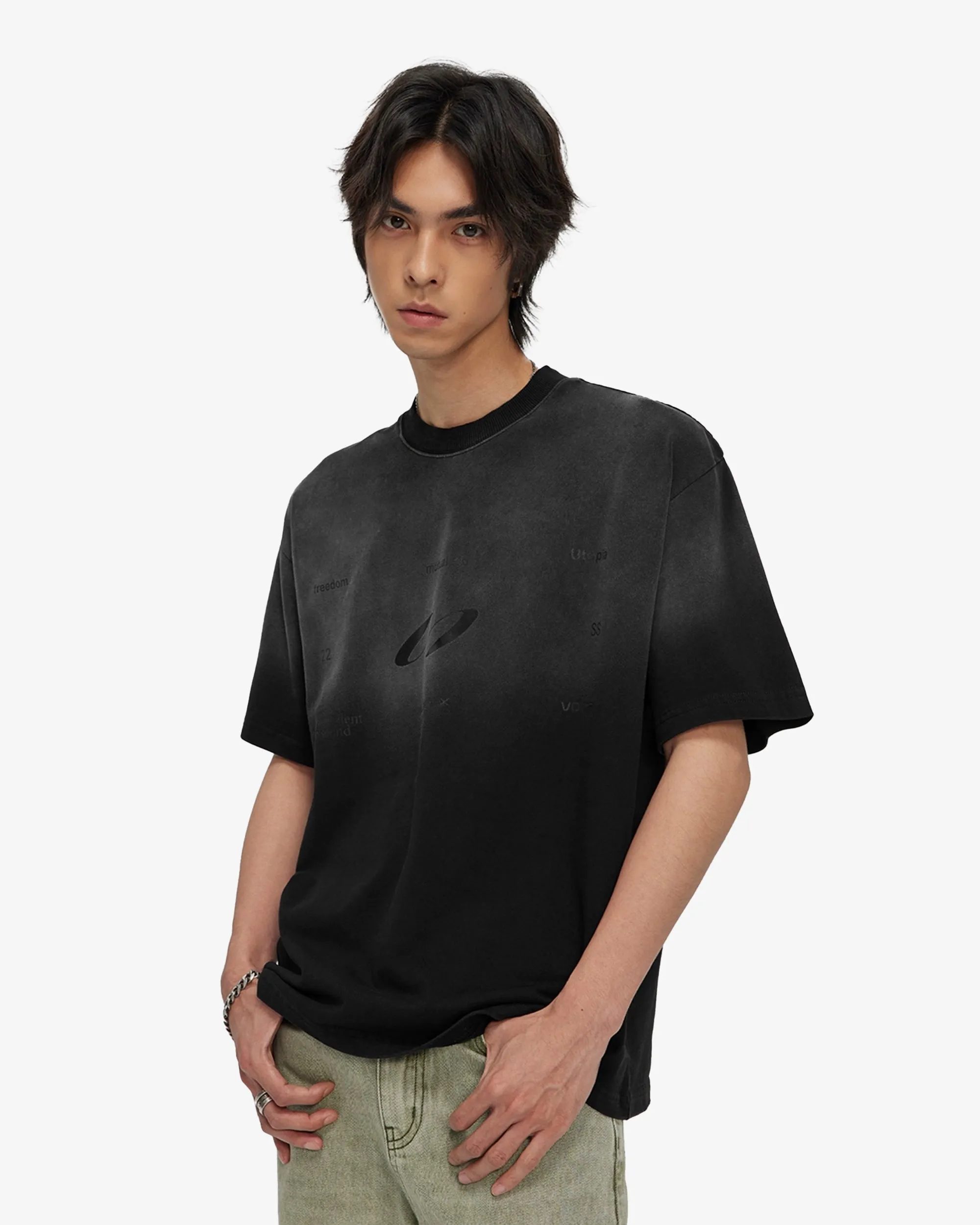 Gradient Washed Printed Oversized T-shirt