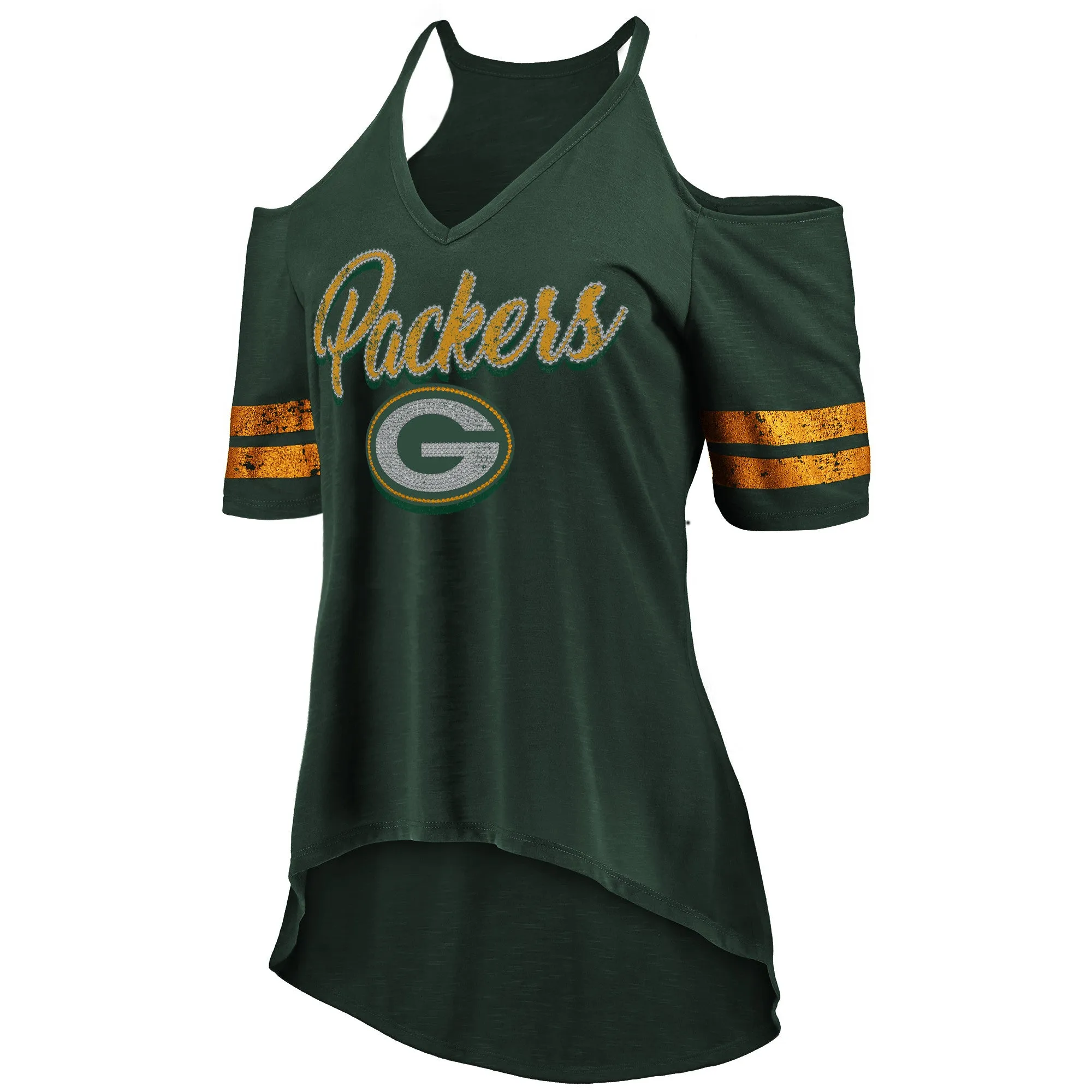 Green Bay Packers Gameday Women's Cold Shoulder Sizzle Tee