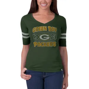 Green Bay Packers Women's Bottle Green Flanker Stripe T-Shirt