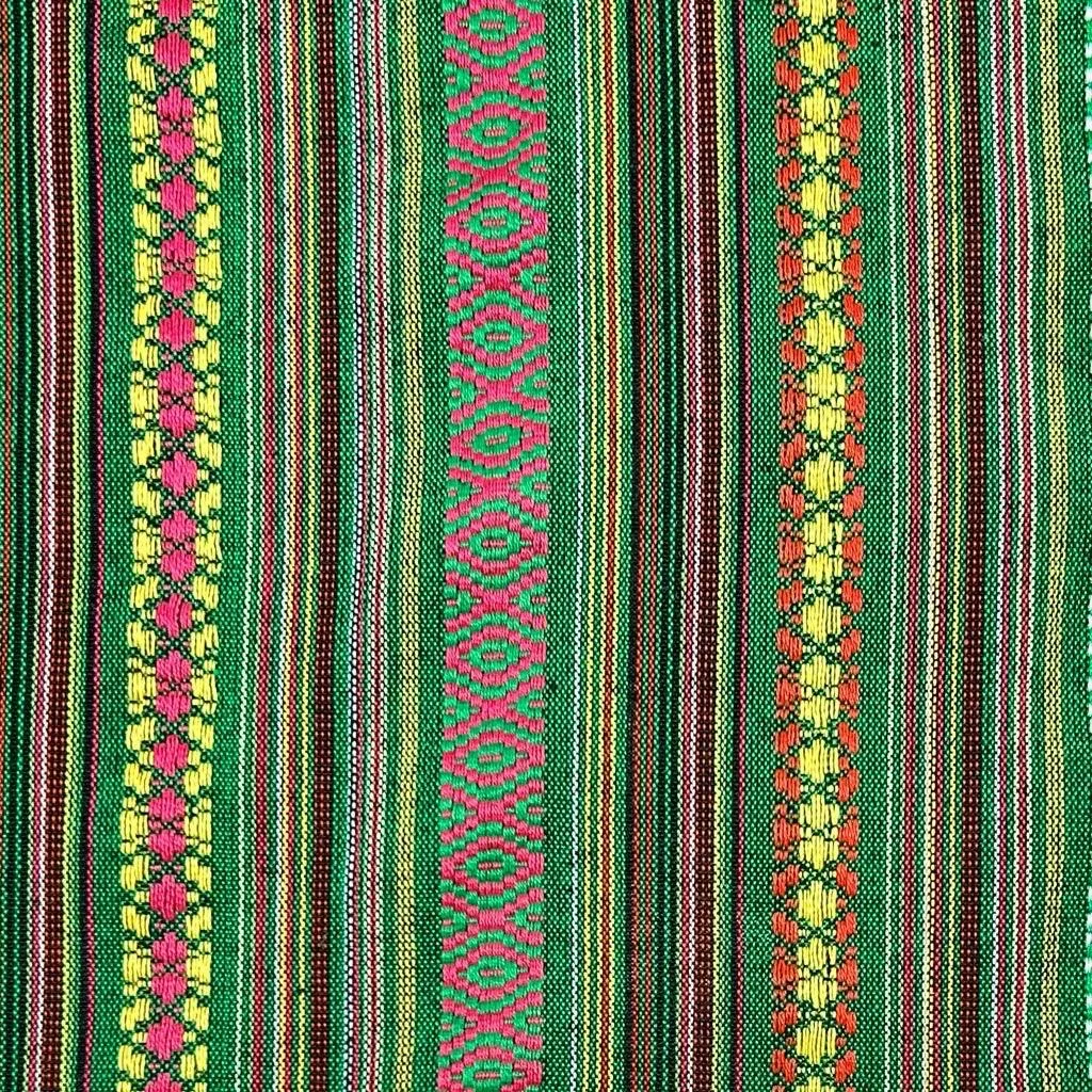 Green Stripes Tribal Print Recycled Jacquard Fabric