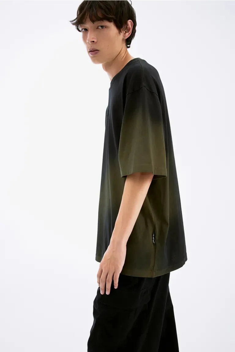 H&M spray autograph loose T-shirt, green