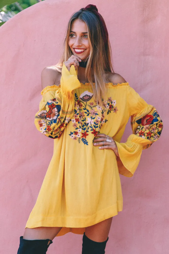 Hey Senorita Dress Mustard