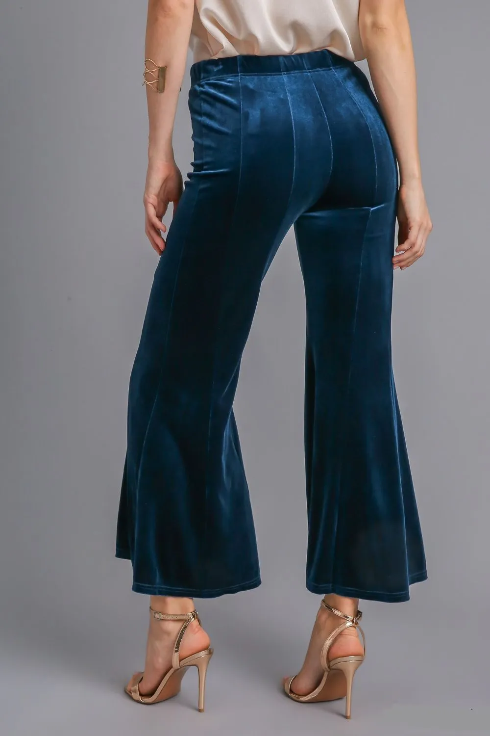 High Rise Elastic Waist Flare Pants