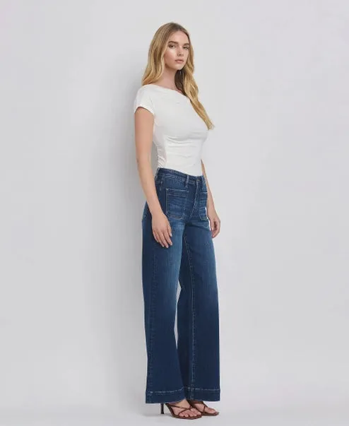 High Rise Wide Leg Jean Trouser - Dark Denim