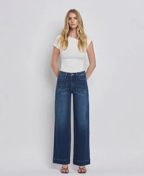 High Rise Wide Leg Jean Trouser - Dark Denim