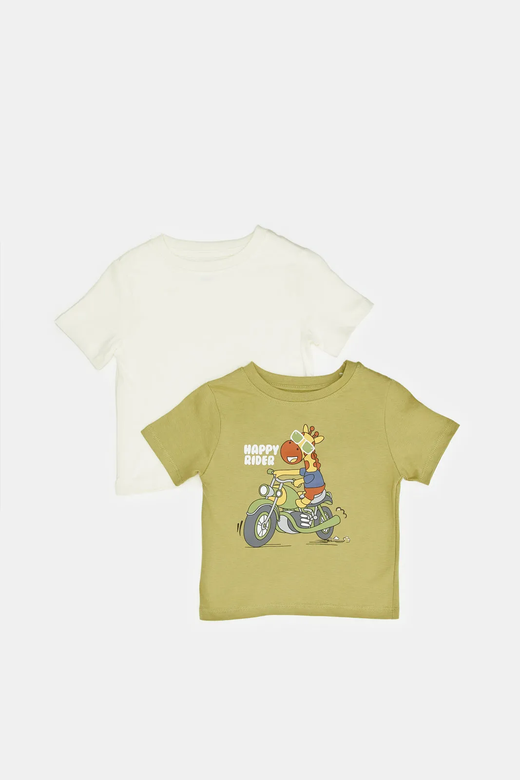 Infant Boys Green And Cream Jungle T-Shirt Set (Pack of 2)