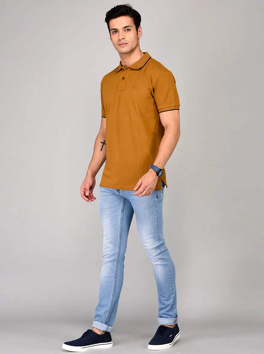 Khaki Slim Fit Polo T-shirt | Greenfibre