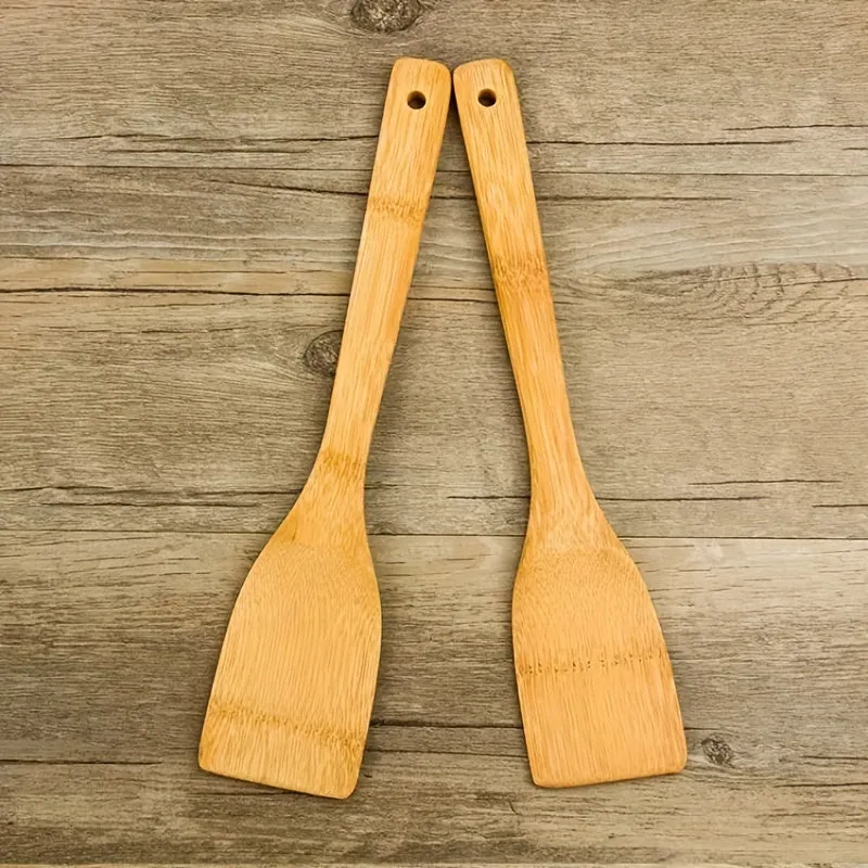 kkboxly 2pcs, Wooden Bamboo Utensils, Wooden Cooking Spatula Cooking Shovel Bamboo Spatula Cooking Stirring Spatula Salad Bamboo Shovel Kitchen Accessaries Kitchen Supplies