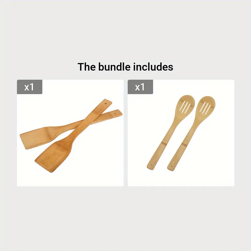 kkboxly 2pcs, Wooden Bamboo Utensils, Wooden Cooking Spatula Cooking Shovel Bamboo Spatula Cooking Stirring Spatula Salad Bamboo Shovel Kitchen Accessaries Kitchen Supplies