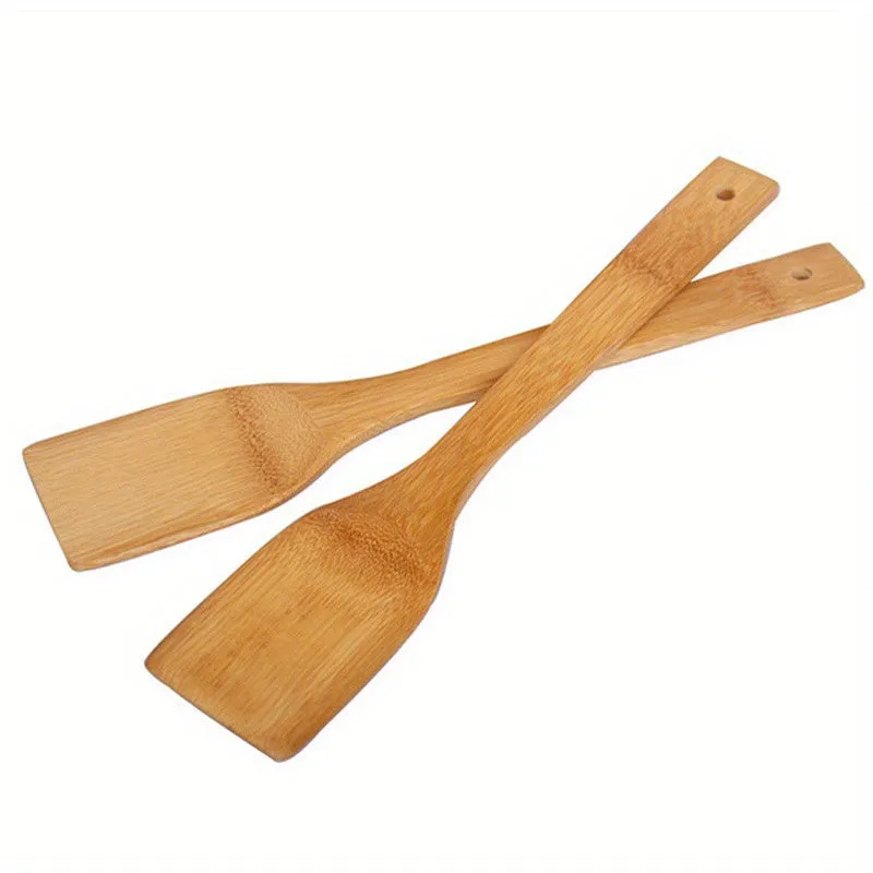 kkboxly 2pcs, Wooden Bamboo Utensils, Wooden Cooking Spatula Cooking Shovel Bamboo Spatula Cooking Stirring Spatula Salad Bamboo Shovel Kitchen Accessaries Kitchen Supplies