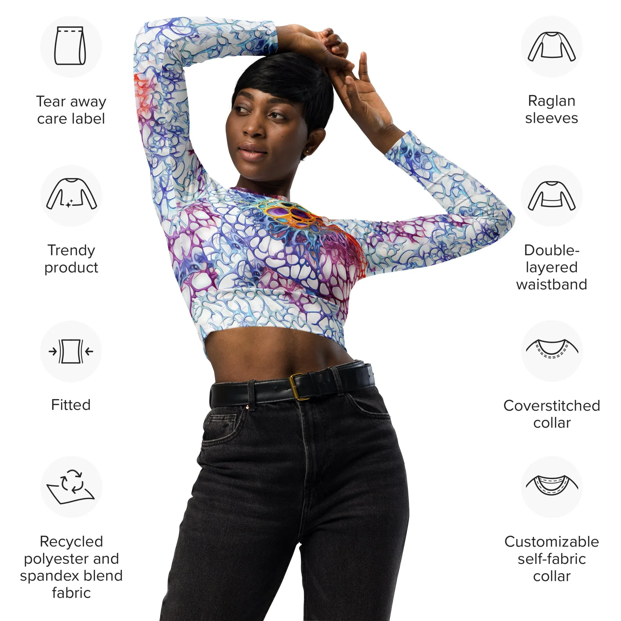 Long-Sleeve Crop Top Infinite Cellular Net