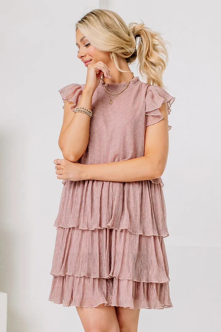 Make It Metallic Chiffon Dress