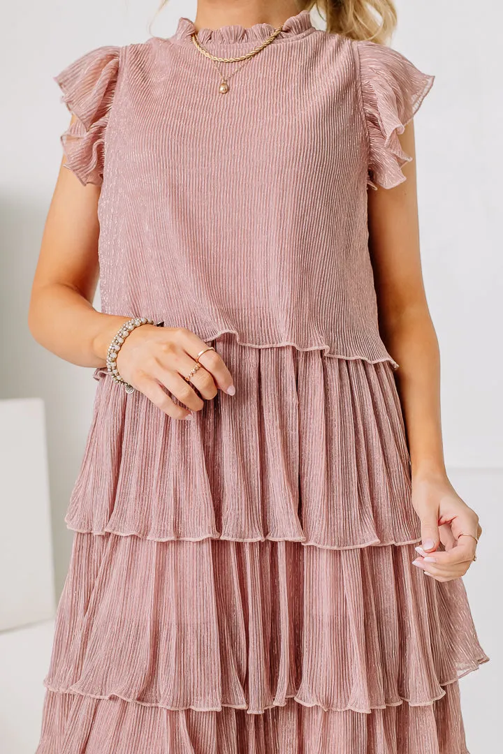 Make It Metallic Chiffon Dress