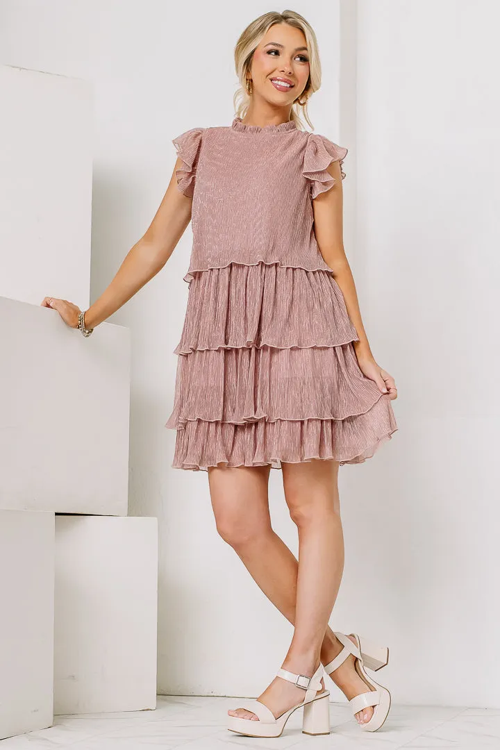 Make It Metallic Chiffon Dress