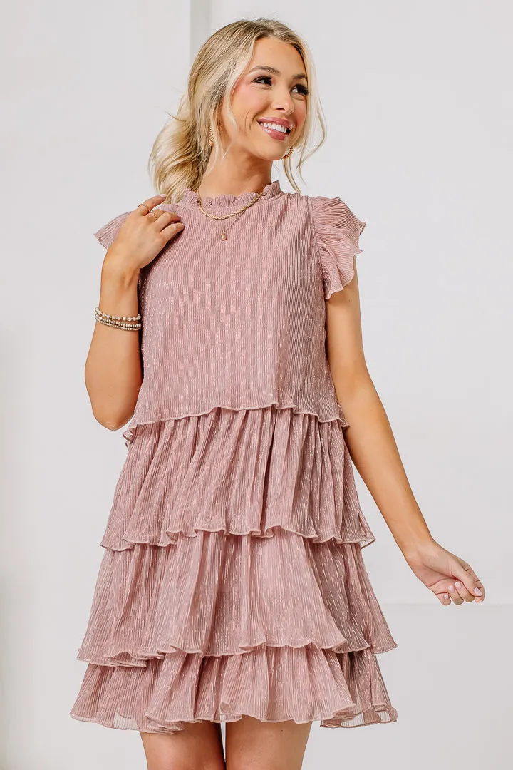 Make It Metallic Chiffon Dress