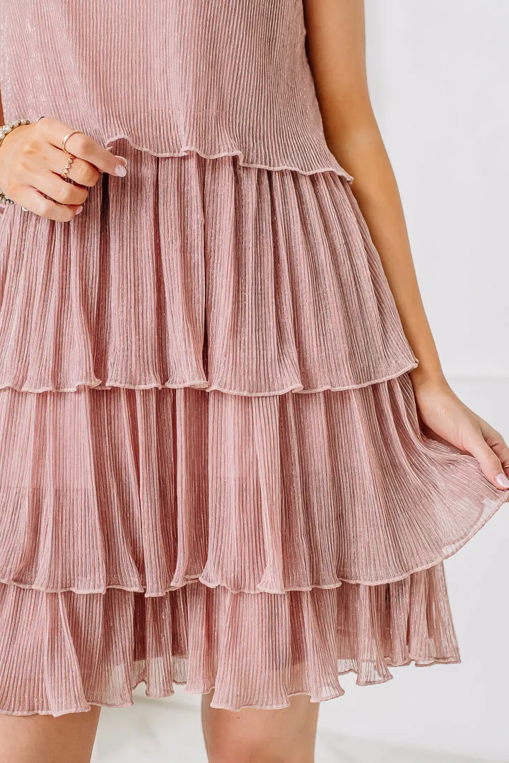 Make It Metallic Chiffon Dress