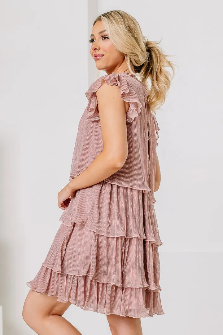 Make It Metallic Chiffon Dress