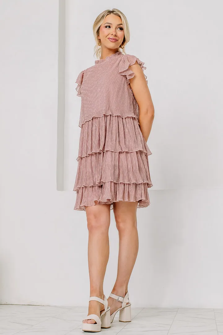 Make It Metallic Chiffon Dress