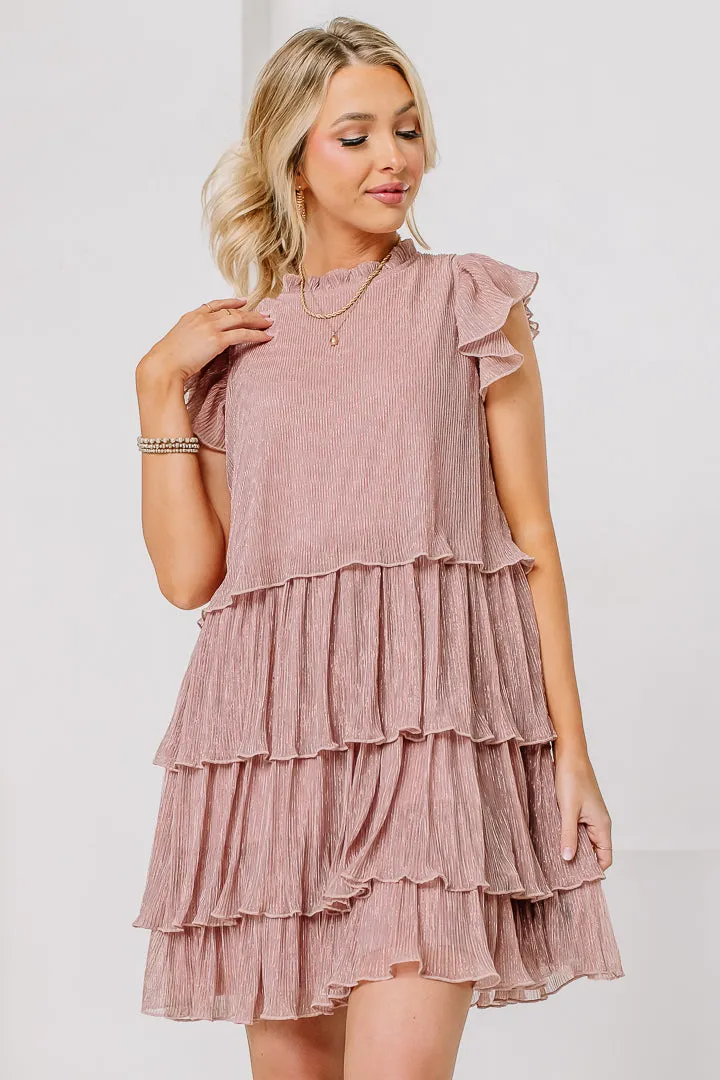 Make It Metallic Chiffon Dress