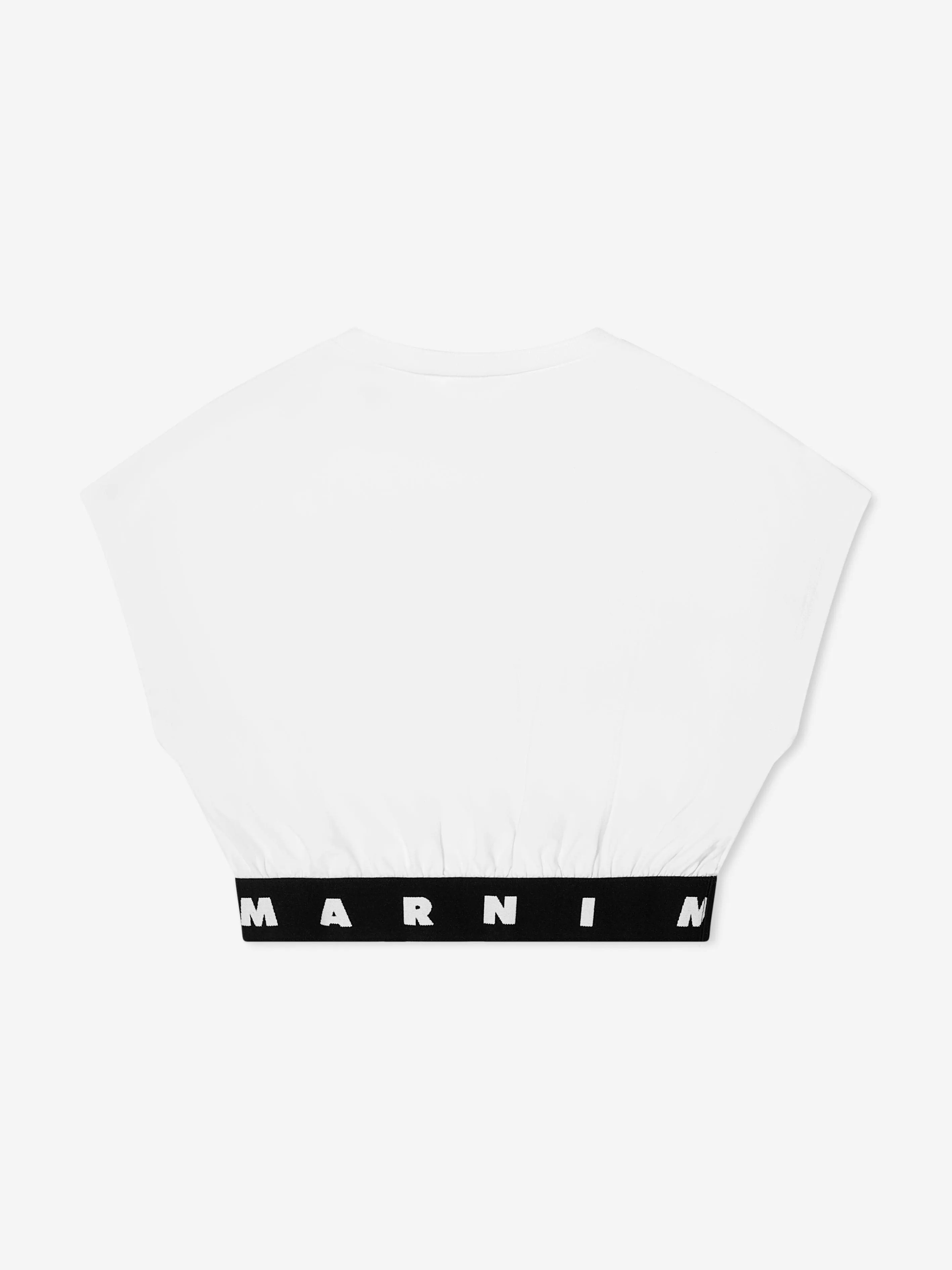 MARNI Girls Logo Band Cropped Top in White