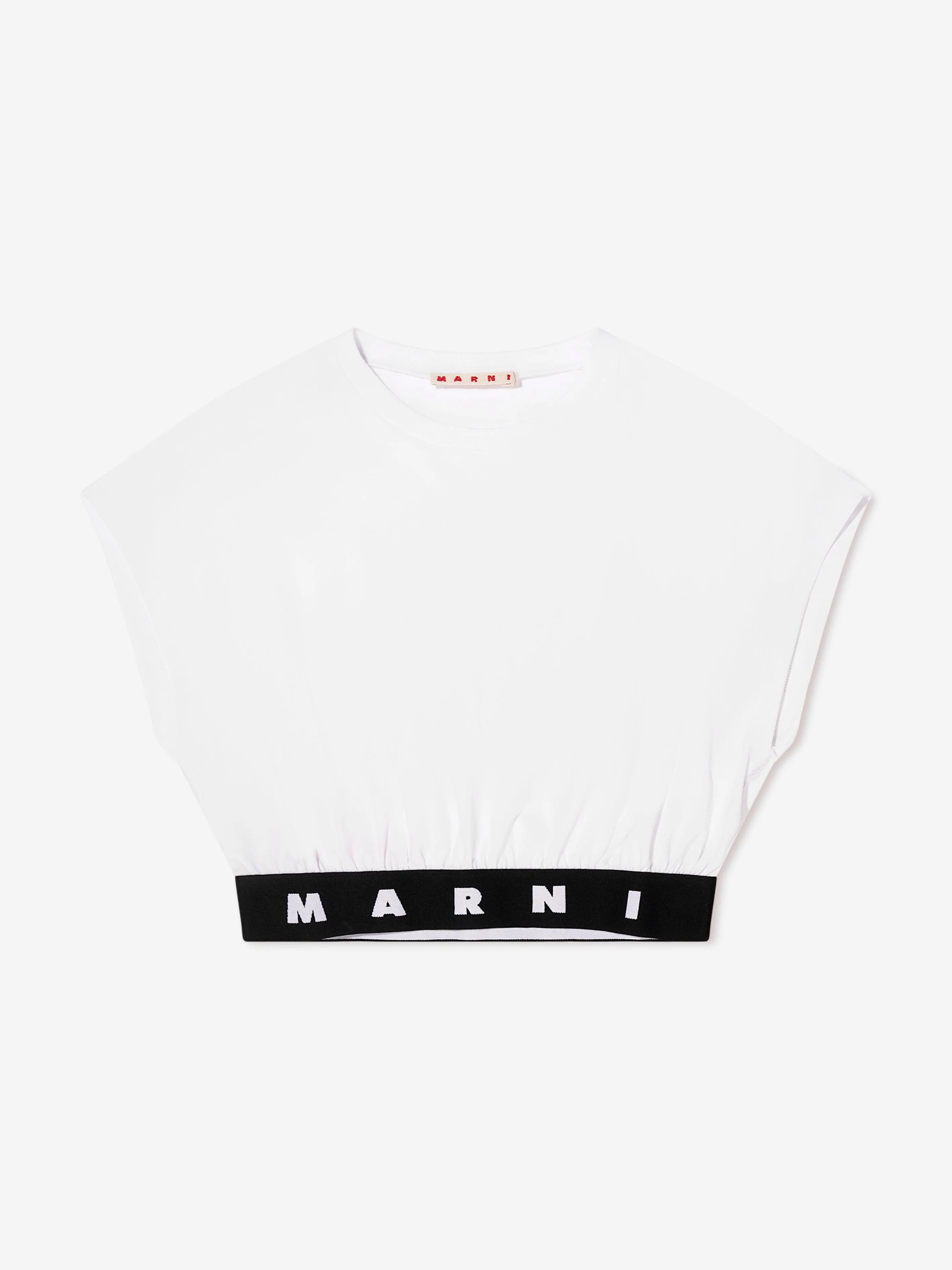 MARNI Girls Logo Band Cropped Top in White