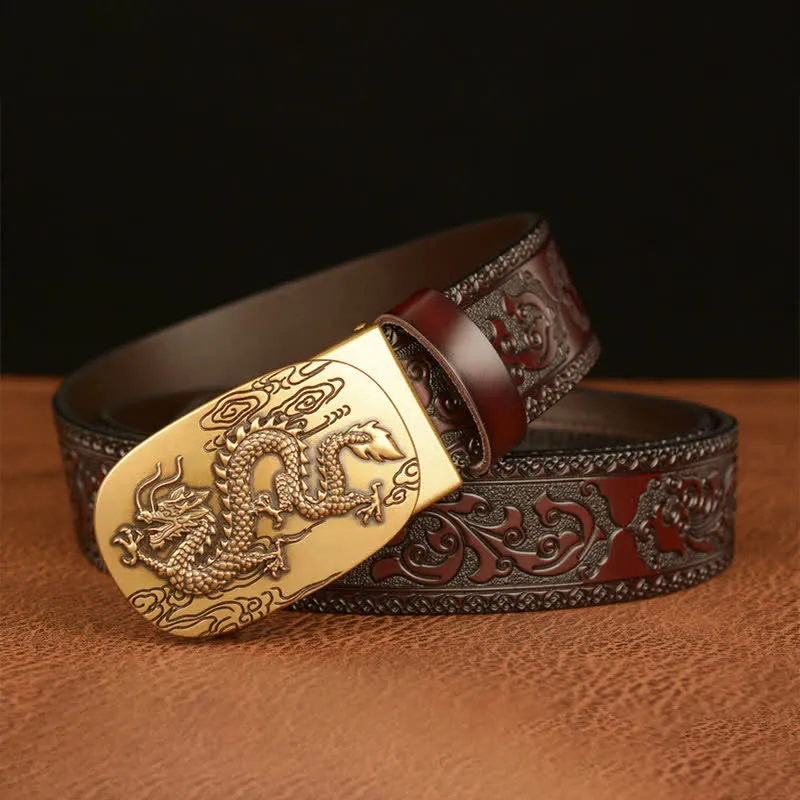 Men's Dragon Soaring In The Sky Leather Belt